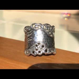 Or Paz Hammered Silver Lace Edge Ring - Size 6.5